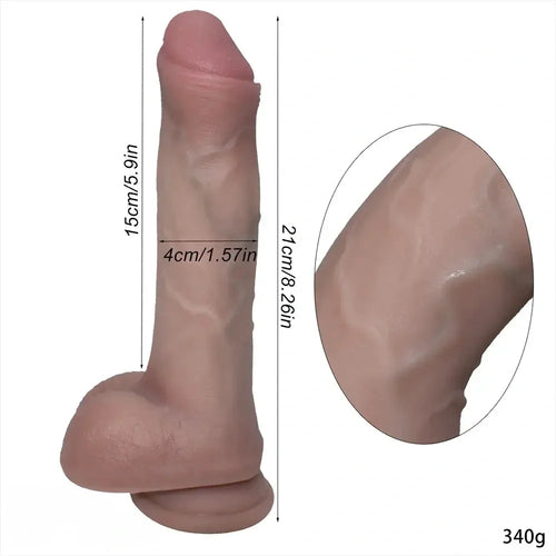 8.26in Large Silicone Soft Super Realistic Uncut Dildo Vaginal Stimulator