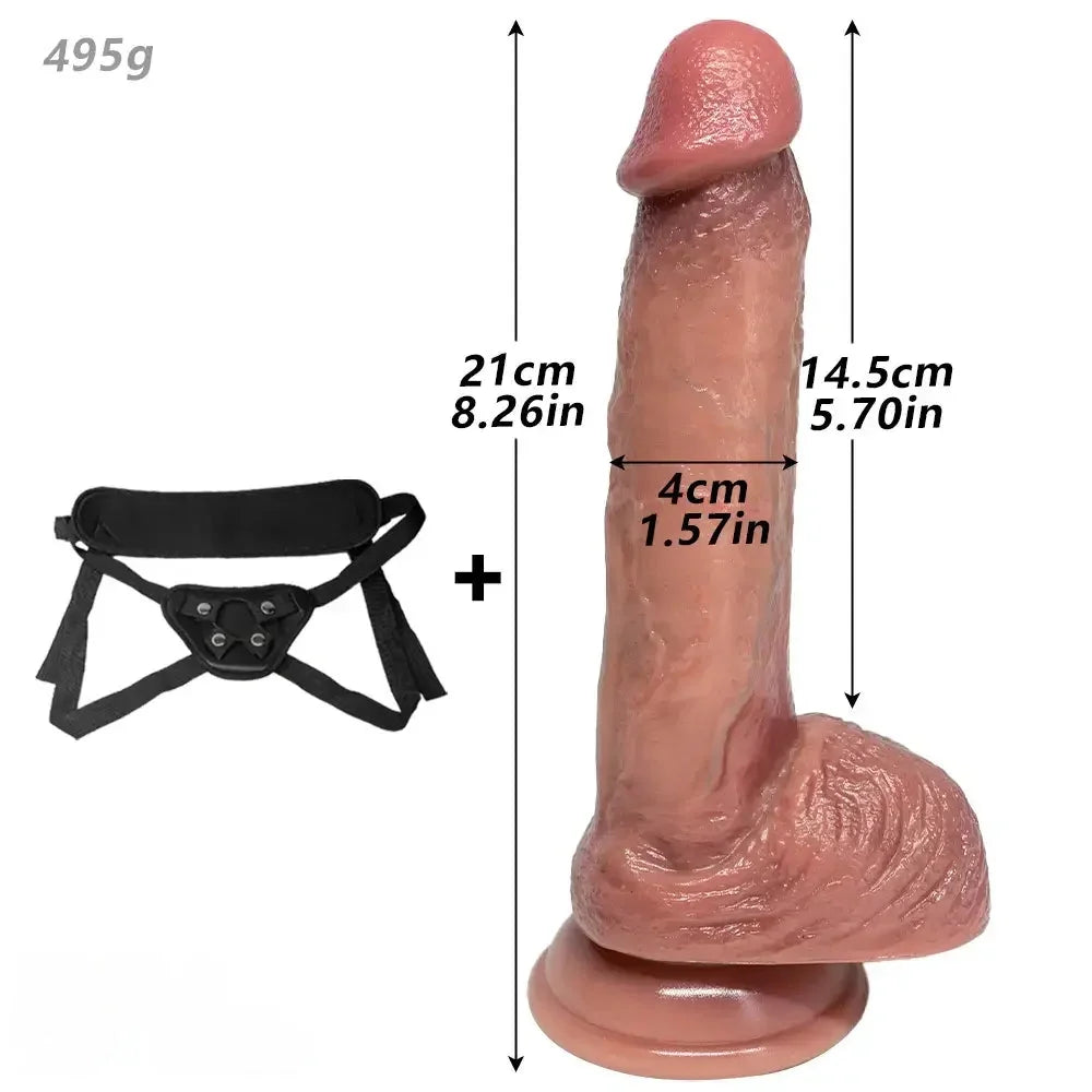 8.26in Strap on Silicone Soft Big Strap on Dildo For Anal Stimulation Love