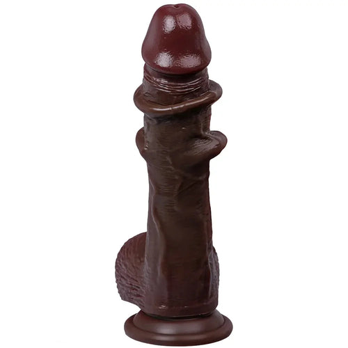 8.27in Moveable Skin Squirting Ebony Silicone Soft Big Dildo For Love