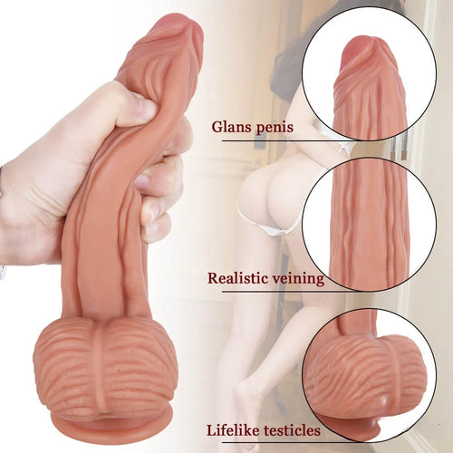 8.27in Realistic Women Fucking Dildo With Balls For Anus Stimulation
