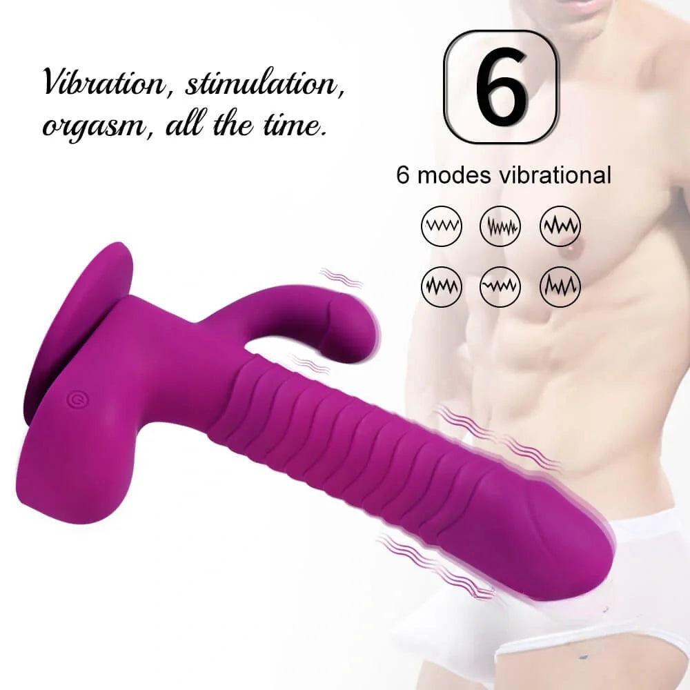 8.27in Wireless Control Thrusting Vibrating Dildo With 360°Rotation Beads