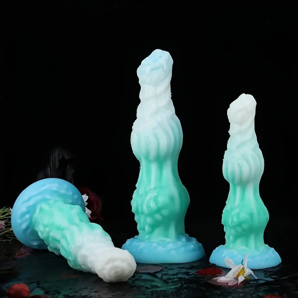 8.34in 9.6in 10.78in Melange Silicone Monster Dildo Big Anal Luminous Dildo