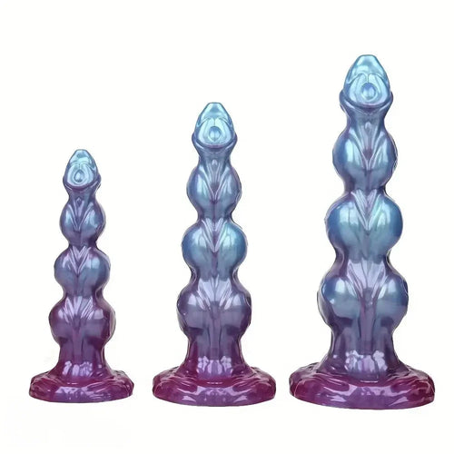 8.38in 10.15in 11.81in Beaded Monster Doggy Egg Fantasy Knot Anal Dildo