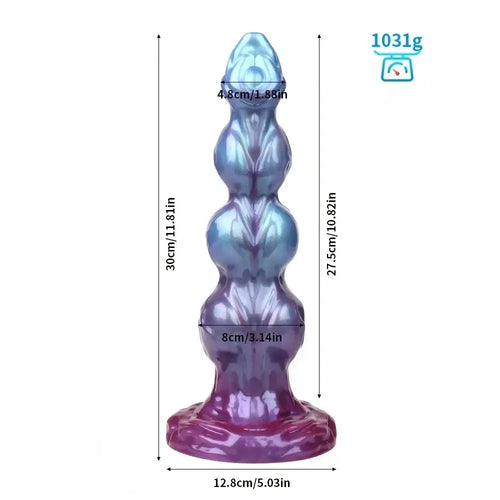 8.38in 10.15in 11.81in Beaded Monster Doggy Egg Fantasy Knot Anal Dildo