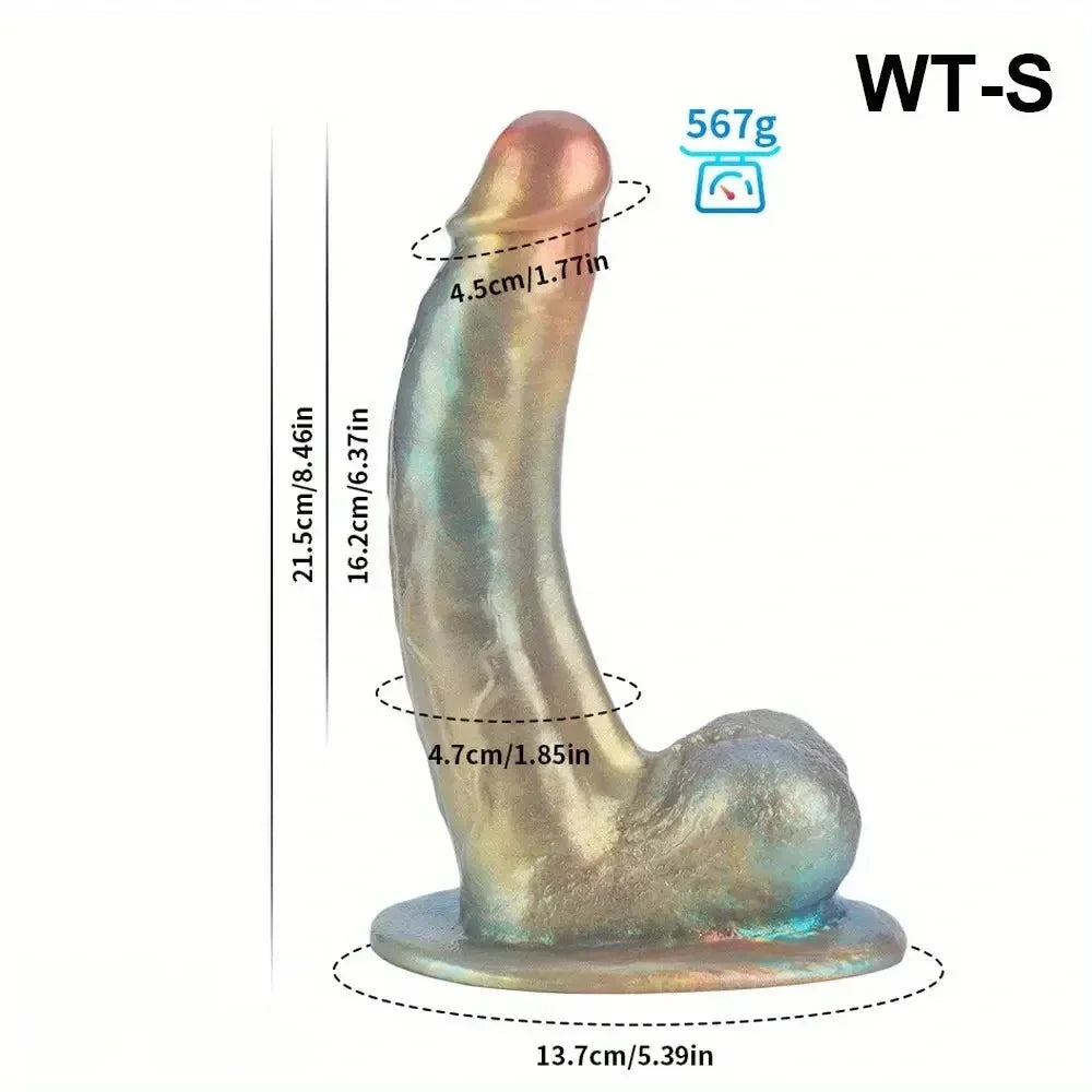8.46in 9.84in Realistic Rainbow Fantasy Monster Soft Platinum Silicone Dildo