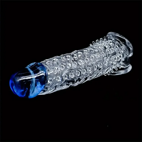 8.46in Clear Anatomy Big Spiked Cock Sleeve Dildo For Enlargement