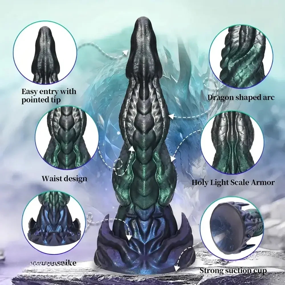 8.46in Dragon Monster Creature Silicone Soft Easy Entry Large Dildo