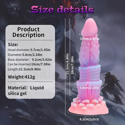 8.46in Fantasy Luminous Monster Silicone Soft Dildo Anal Opener