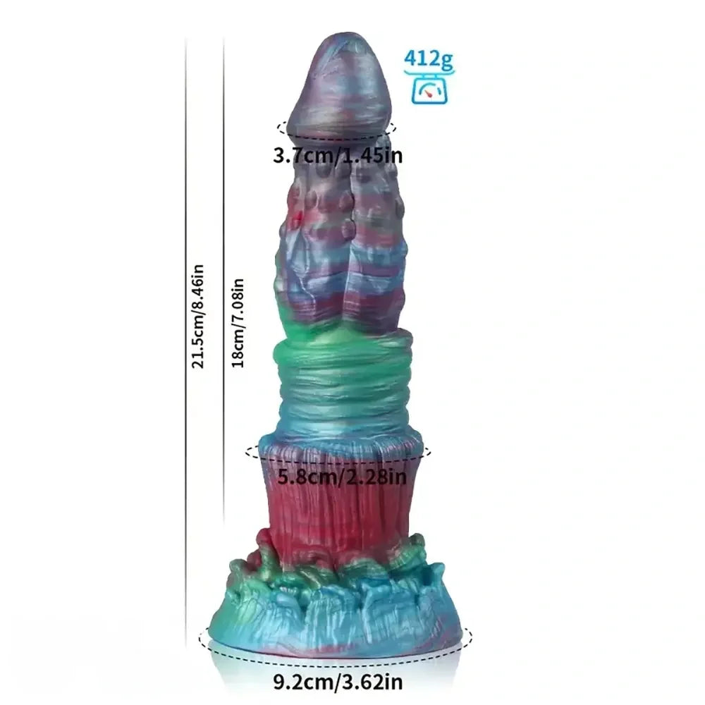 8.46in Forest Iron Spike Fantasy Monster Anal Dildo With Blue Night Light