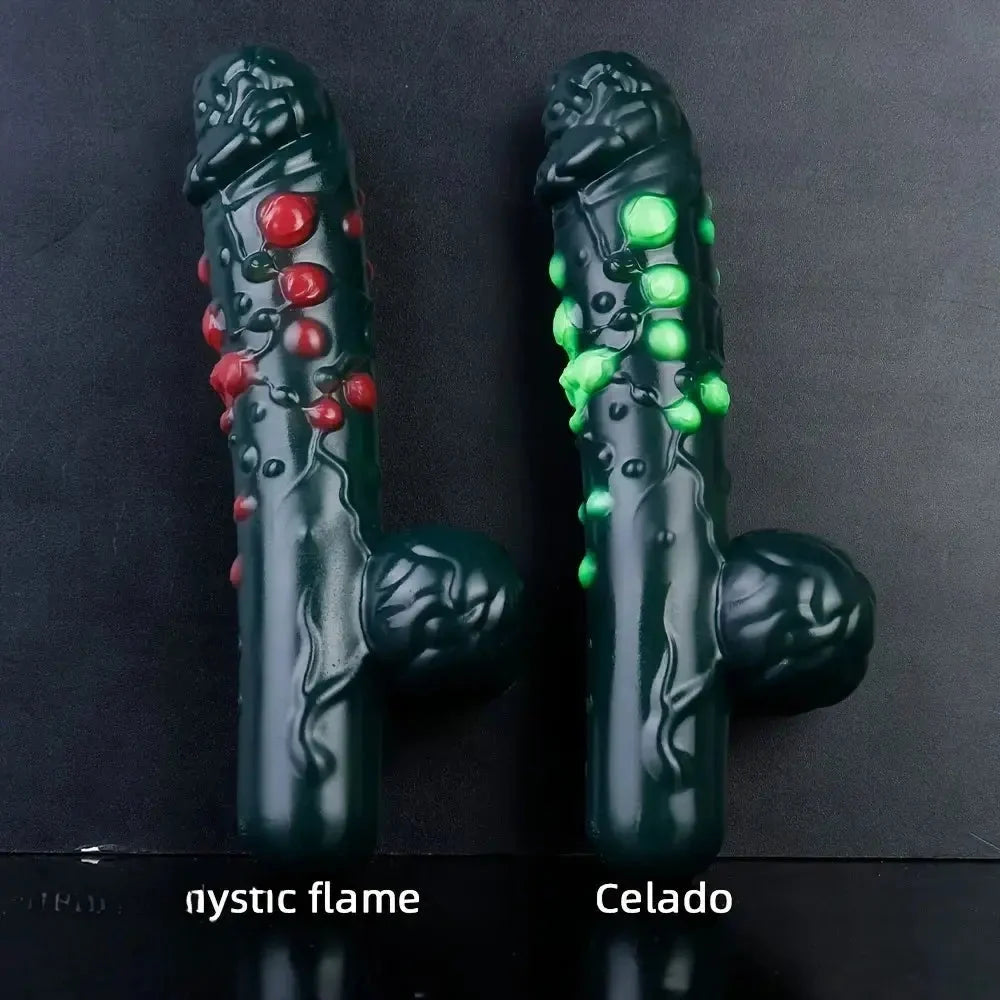 8.46in Liquid Silicone Soft Fantasy Spiked Handle Dildo Private Masturbator
