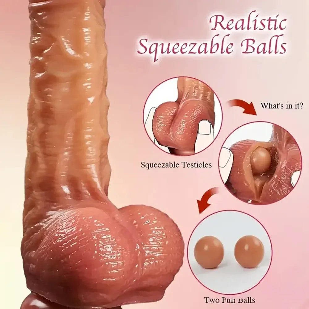 8.46in Soft Real Big Silicone G Spot Dual Layer Dildo With Sliding Skin