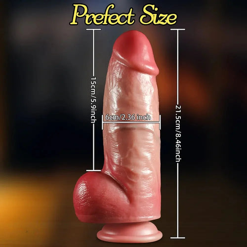 8.46in Thrusting Vibrating Heating 3in1 Real Silicone Dildo Remote Control Cock