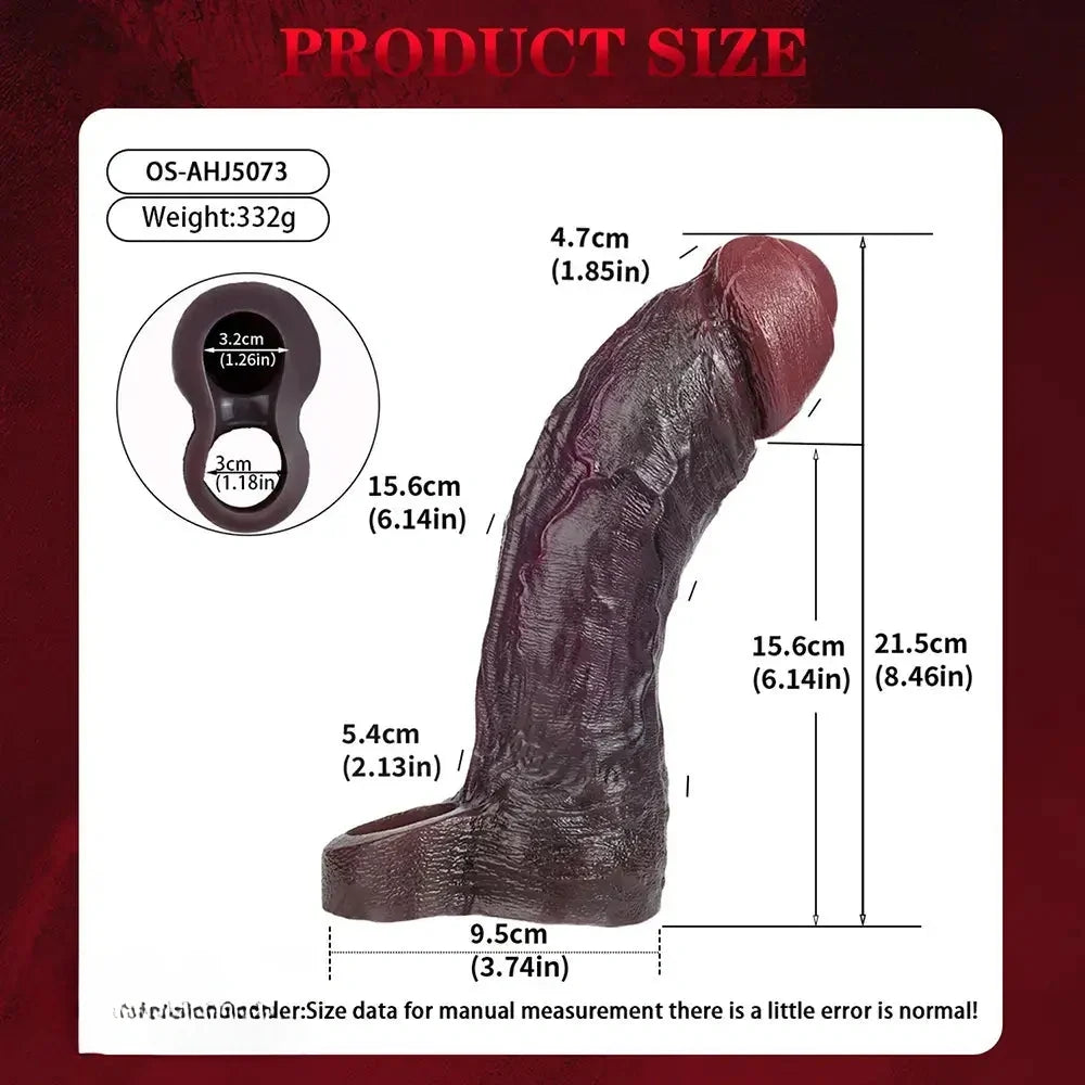 8.46in Uncut Realistic Texture Design Reusable Penis Cover Dildo Sleeve