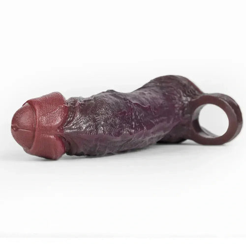 8.46in Uncut Realistic Texture Design Reusable Penis Cover Dildo Sleeve