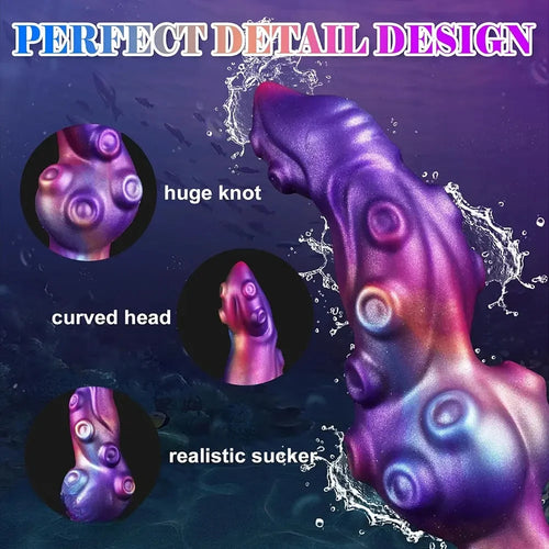 8.53in Fantasy Knot Tentacle Curved Head Silicone Dildo Prostate Massage