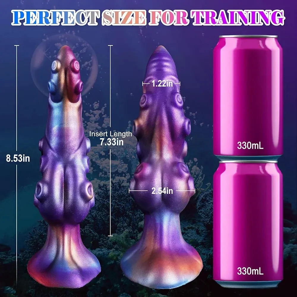 8.53in Fantasy Knot Tentacle Curved Head Silicone Dildo Prostate Massage