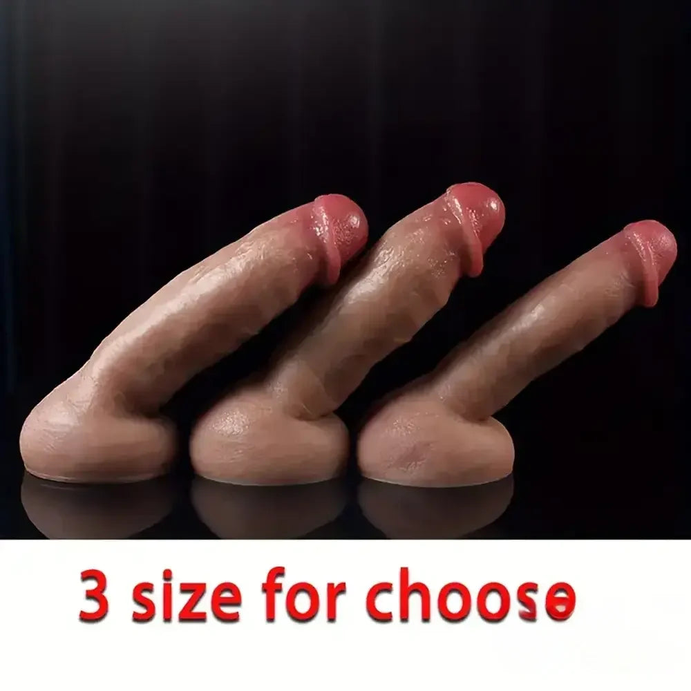 8.66in 9in 9.25in SML Real Skin Silicone Soft Penis Dildo For Women Men