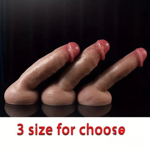 8.66in 9in 9.25in SML Real Skin Silicone Soft Penis Dildo For Women Men