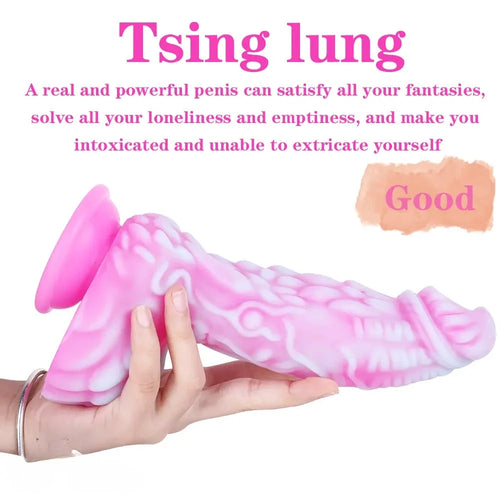 8.66in Dragon Monster Liquid Silicone Soft Big Dildo For Adult Pleasure