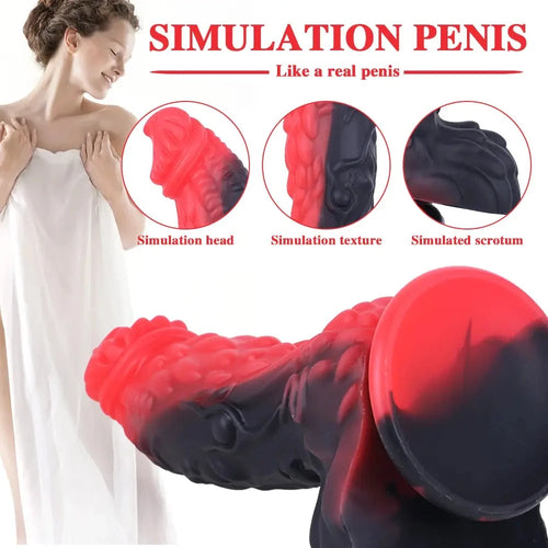 8.66in Dragon Monster Liquid Silicone Soft Big Dildo For Adult Pleasure