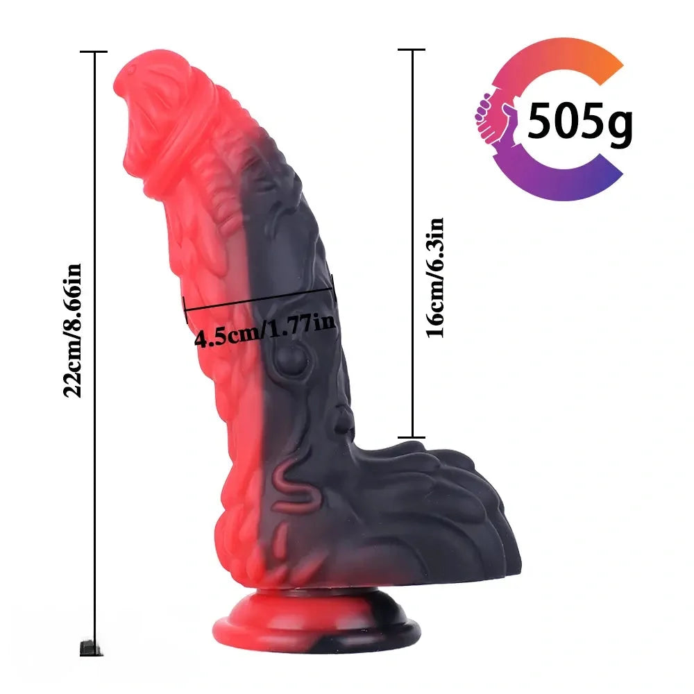 8.66in Dragon Monster Liquid Silicone Soft Big Dildo For Adult Pleasure