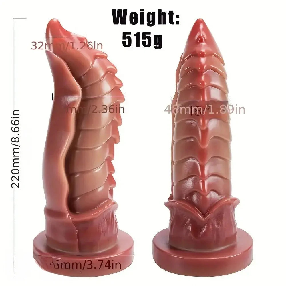 8.66in Ergonomic Beetle Gradient Scales Silicone Dildo Female Masturbator