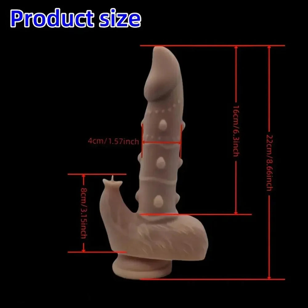 8.66in Pointed Tail Realistic Spiked Fantasy Anal Big Dildo With Sharp End