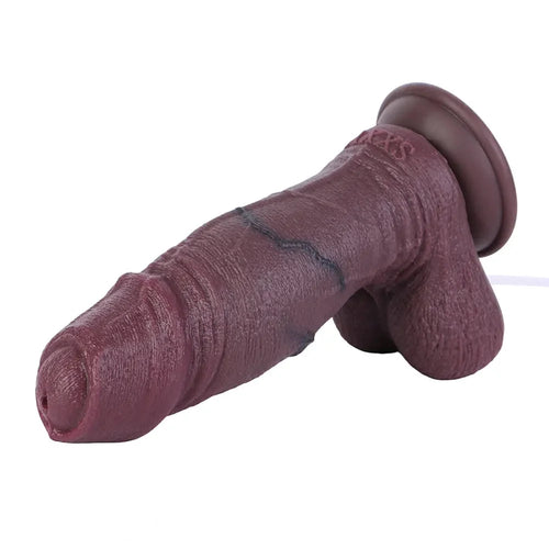 8.66in Real Veins Uncut Big Cock Dual Density Silicone Ejaculating Dildo