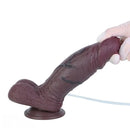 8.66in Real Veins Uncut Big Cock Dual Density Silicone Ejaculating Dildo