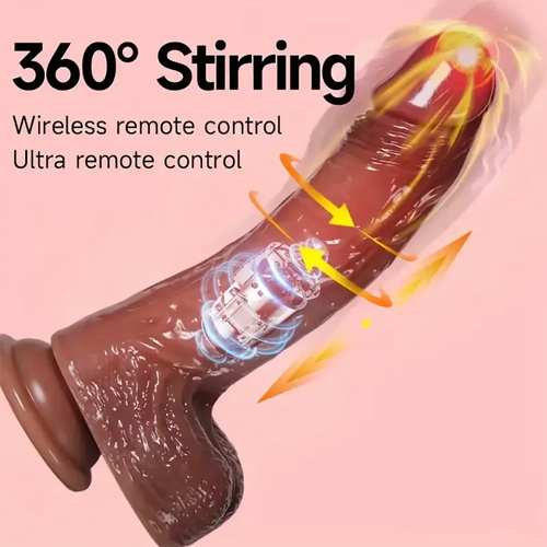 8.66in Silicone 4in1 Heating Thrusting Vibrating Rotation Sex Dildo