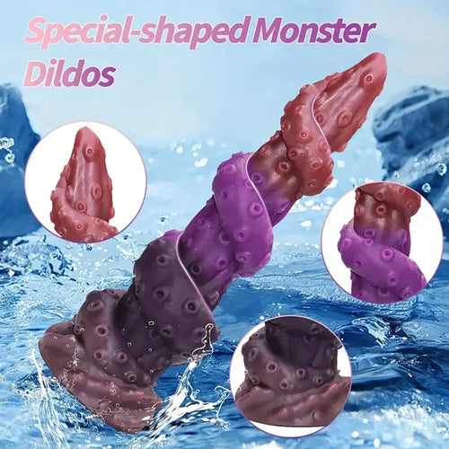 8.66in Silicone Monster Spiral Large Soft Dildo For Women Strong Suction Cup