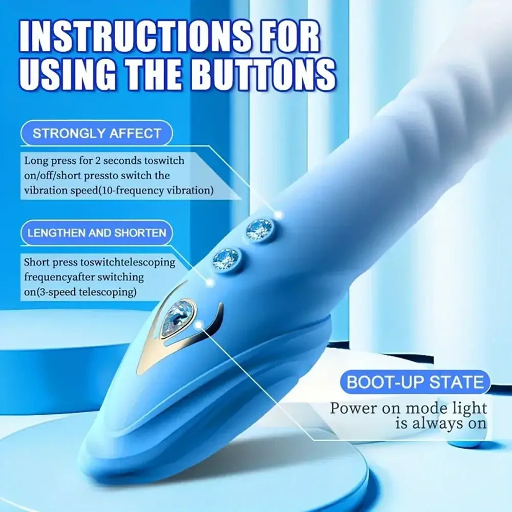 8.66in Thrusting Vibrating Automatic Big Silicone Soft Women Dildo