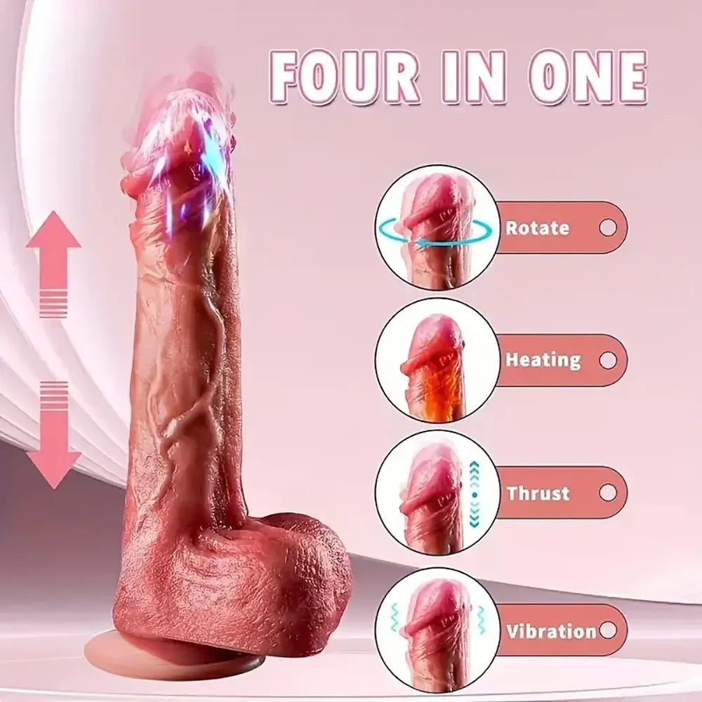 8.66in Vivid Thrusting Warming Silicone Soft Automatic Vibrating Dildo