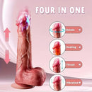 8.66in Vivid Thrusting Warming Silicone Soft Automatic Vibrating Dildo
