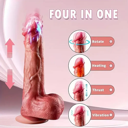 8.66in Vivid Thrusting Warming Silicone Soft Automatic Vibrating Dildo