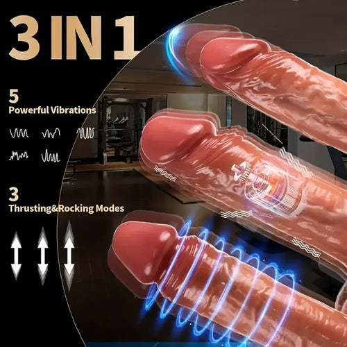 8.6in 3in1 Rocking Thrusting Heating Vibrating Soft Silicone Male Dildo