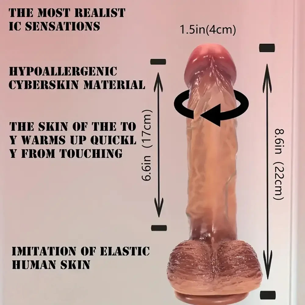 8.6in Thrusting Heating Vibrating Soft Silicone Dildo With Blue Veins