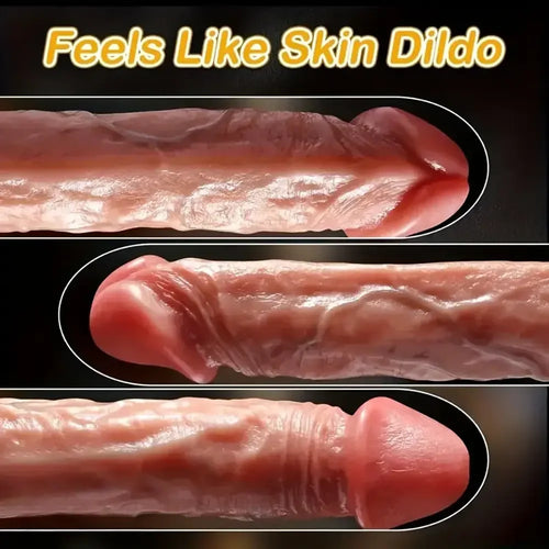 8.7in Remote Vibrating Thrusting Heating Soft Liquid Silicone Dildo Vibrator