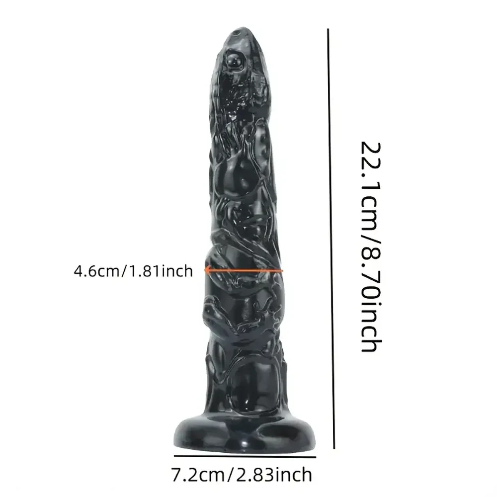 8.7in Snake Black Animal PVC Big Dildo Suitable For Women Couples