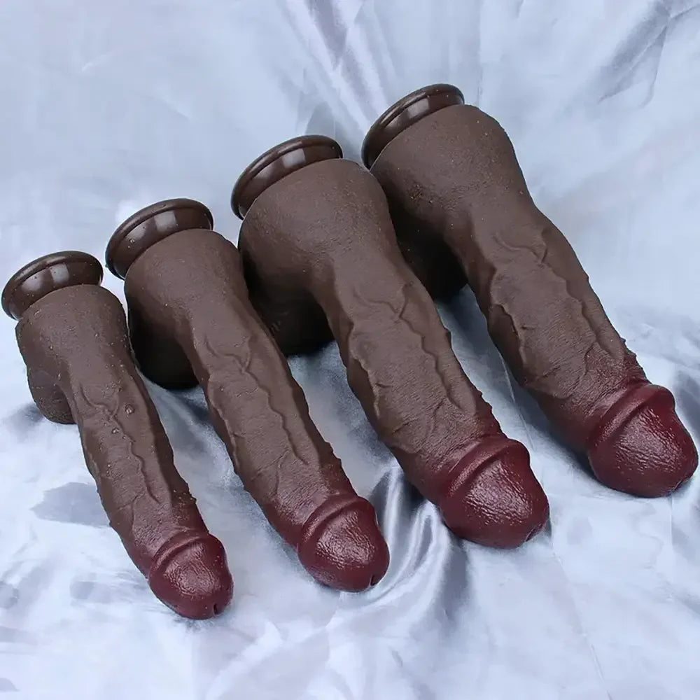8.85in 10in 10.8in 11.8in Realistic Skin Double Layer Large Silicone Dildo