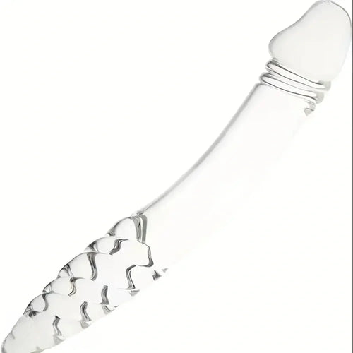 8.85in 9.05in Pink Glass Double Penetration Dildo With Textured Ridges