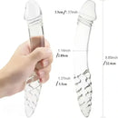 8.85in 9.05in Pink Glass Double Penetration Dildo With Textured Ridges