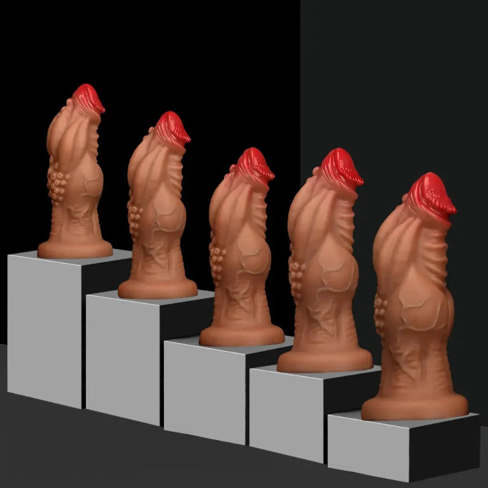 8.85in 9.64in 10.23in 11.41in 12.59in Odd-shaped Large Silicone Penis Dildo