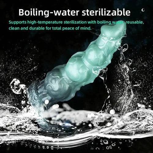 8.85in Platinum Silicone Fantasy Penis Sleeve Dildo For Thickening Cock Toy