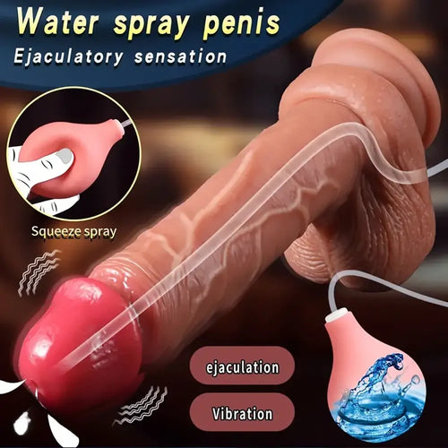 8.85in Wireless Remote Control Vibrating Heating Ejaculating Real Dildo