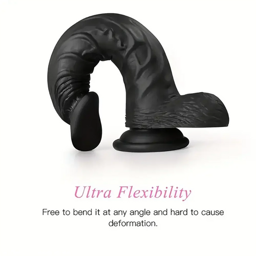 8.86in Black G-Spot Realistic Suction Cup Curved Prostate Dildo