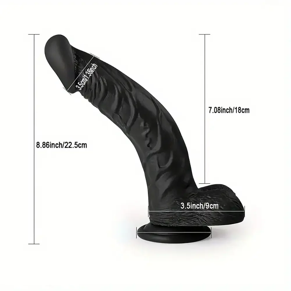 8.86in Black G-Spot Realistic Suction Cup Curved Prostate Dildo