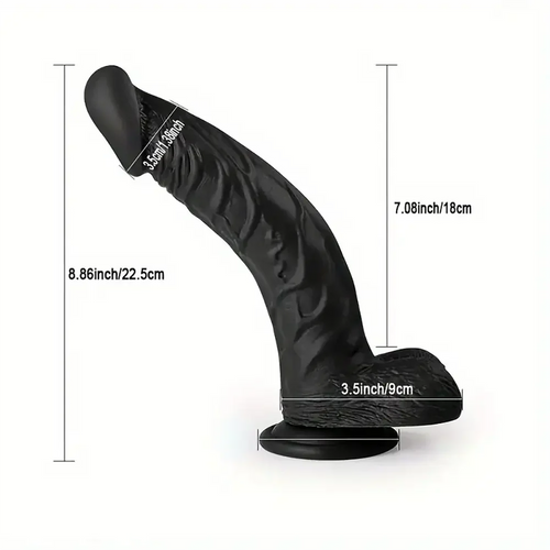 8.86in Black G-Spot Realistic Suction Cup Curved Prostate Dildo