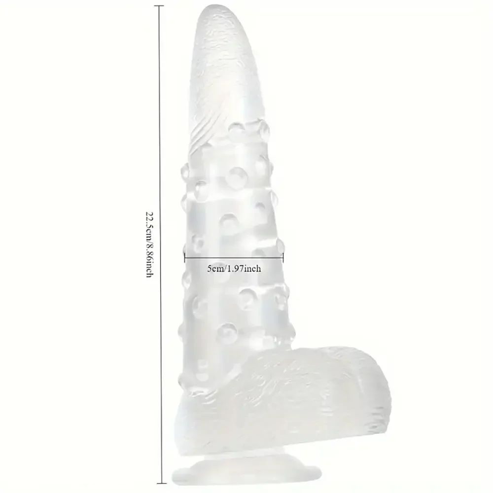 8.86in Clear Green Octopus Tentacle Spiked Big Dildo For Women Men