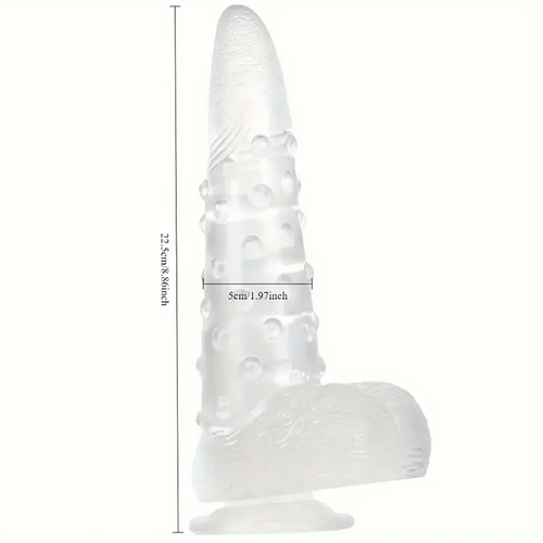 8.86in Clear Green Octopus Tentacle Spiked Big Dildo For Women Men